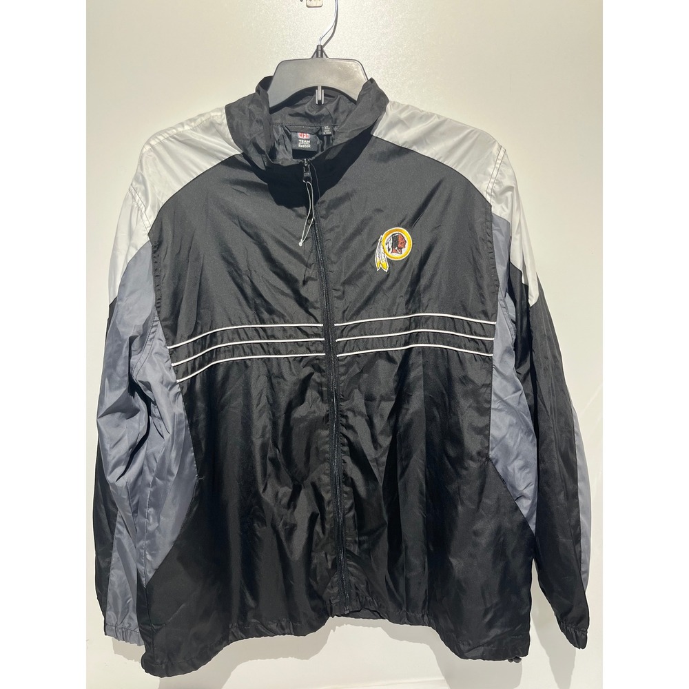 Reebok NFL Washington Redskins Windbreaker Jacket Mens XL Black Grey Full Zip